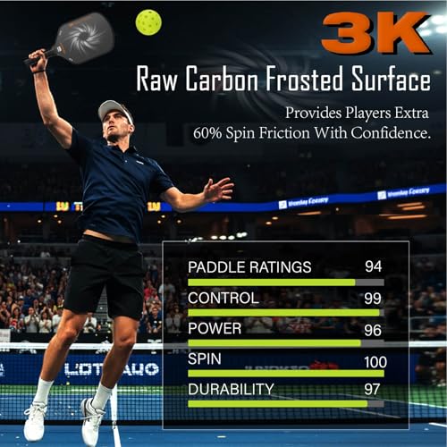 Carbon Fiber Pickleball Paddles USAPA Approved Raw Carbon Frosted - color: Black - Orange
