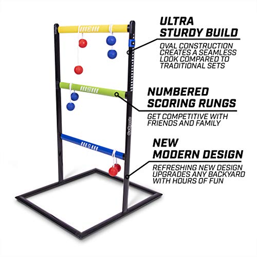 GoSports Ladder Toss Indoor & Outdoor Game Set with 6 Soft Rubber Bolo Balls and Travel Carrying Case - Choose Pro or Classic - style: Pro Ladder Toss