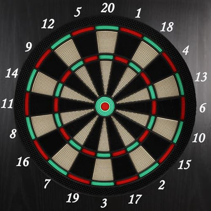 Electronic Dart Board, Electronic Scoreboard Dart Machine Decorative Dartboard Cabinet Set with LED Display, 12 Darts 88 Soft Tips for Family Game Rooms