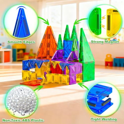 NEOROD Mini Magnetic Tiles Travel Set – Portable STEM Building Blocks for Quiet Play on The Go | Compact Magnet Toys & Road Trip Essentials | Educational Gift for Boys & Girls Ages 3+ - style: mini-26pcs