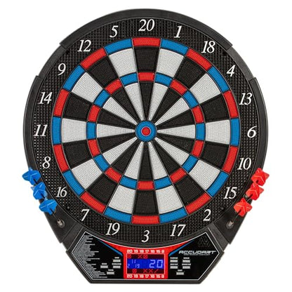 Accudart Rogue Electronic Dartboard – 15.5” Tournament Soft Tip Board, 29 Games/90 Variations, Virtual Opponent, Heckler Mode, Multi‑Color Backlit Display – Includes Built‑in Dart Holders & Darts