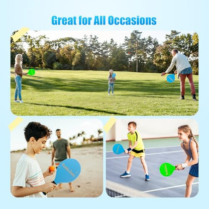 TEILLNET Paddle Ball Set, Outdoor Games for Adults and Family, Badminton Sets for Backyards Yard Game with 4 Rackets 4 Balls 8 Birdies, Beach Toys Pool Lawn Outside Park Camping Family Games Gifts - color: Beach Paddle Ball Set