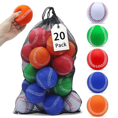 Magicorange Baseball,Foam Baseballs Training Baseballs Unmarked Practice Baseball for Hitting, Soft Toss, Batting, Fielding, Pitching - color: Colorful, size: 20 Pack