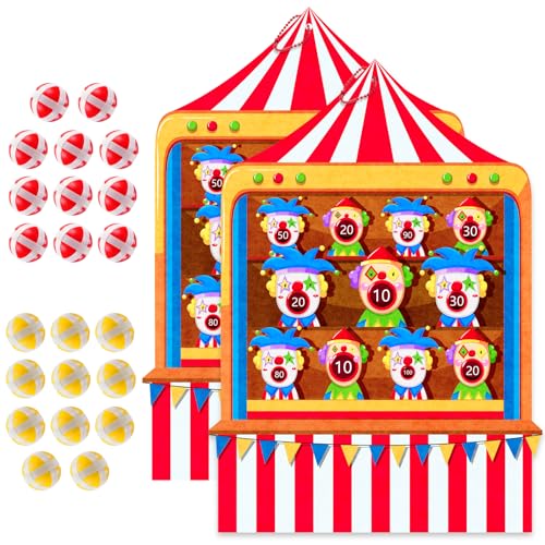Carnival Birthday Party Decorations - Dart Board with 10 Sticky Balls,Felt Cloth Circus Theme Party Decorations, 19.1x13.4 Inches Fun Outdoor & Indoor Family Game for Birthday (23.6x17.7 IN-2PCS) - size: 23.6x17.7 IN-2PCS