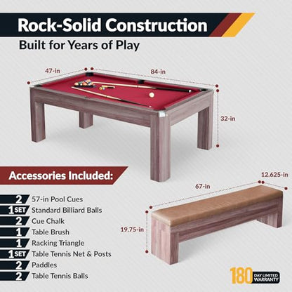 Hathaway Pool Table Combo Set with Benches - color: Woodtone