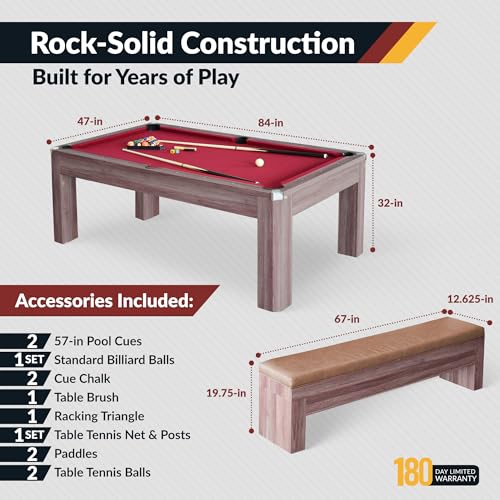 Hathaway Pool Table Combo Set with Benches - color: Woodtone