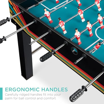 Best Choice Products Foosball Table for Kids and Adults, Game Room Soccer Game Table w/ 2 Balls, 2 Cup Holders, Ergonomic Handles, Chrome Finished Metal Bars - color: Arcade