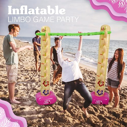 4E's Novelty Summer Inflatable Limbo Game Party Game for Kids Boys Girls Adults Tropical Inflatable Decoration for Indoor Outdoor Bithday Beach Pool Luau Game