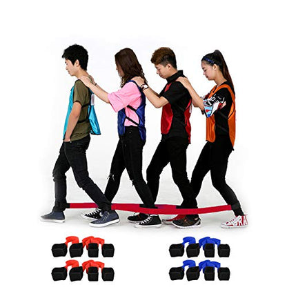 Three Legged Race Bands, 2 Sets, Team Building, 3 Legged Race Bands, Outdoor Party Group Game for Teenagers Adults, Cooperative Team Race for Birthday, Relay Race, Field Day, Backyard Activity Game - size: For 8 people（Red&Blue）