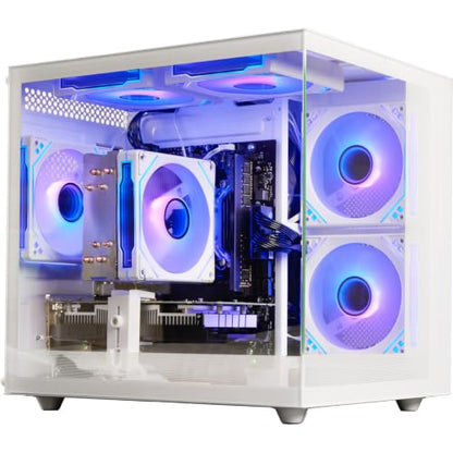 Gaming PC Desktop Computer - Ryzen 5 4500, Radeon RX 6500XT 4GB, 16GB DDR4 RAM, 512GB NVME SSD, Prebuilt Tower for 1080P Casual Gaming, Streaming, School & Home Office (White)