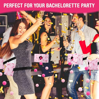 Yaomiao 4 Pack Bachelorette Party Shaking Swing Balls Game Set Includes 4 Set Strap Shake Box and 80 Balls for Birthday Bachelorette Bridal Shower Table Tennis Game(Pink Bow,Pink) - color: Pink, style: Pink Bow