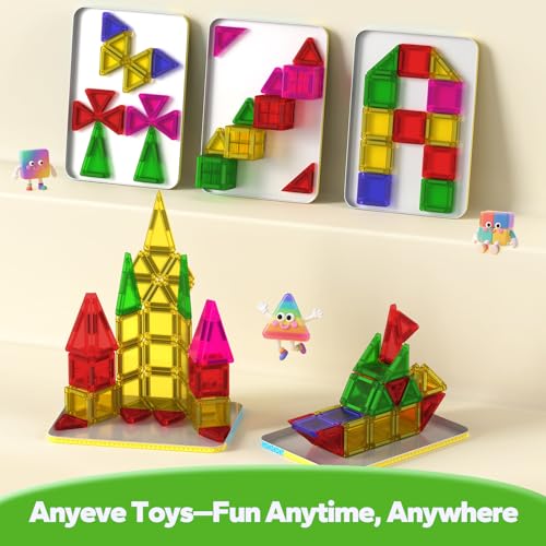 112PCS Mini Magnetic Tiles for Kids, Magnetic Tiles Travel Set with Iron Box, Portable Construction Toys STEM Educational Building Set for Kids Ages 4-8 Toddlers, Boys & Girls Birthday New Year Gift - style: 112 PCS