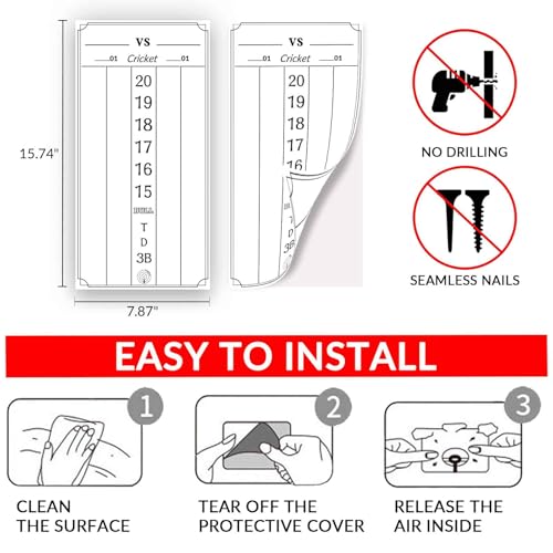 DIMBOI 2 Pcs Dry Erase Darts Scoreboard, Dart Scoreboard PET Stickers for Broken Stain Replacement, Cricket, and 01 Dart Game