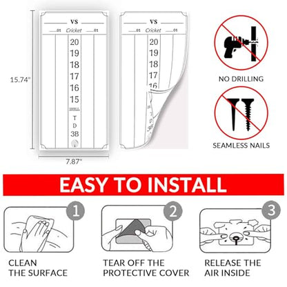 DIMBOI 2 Pcs Dry Erase Darts Scoreboard, Dart Scoreboard PET Stickers for Broken Stain Replacement, Cricket, and 01 Dart Game
