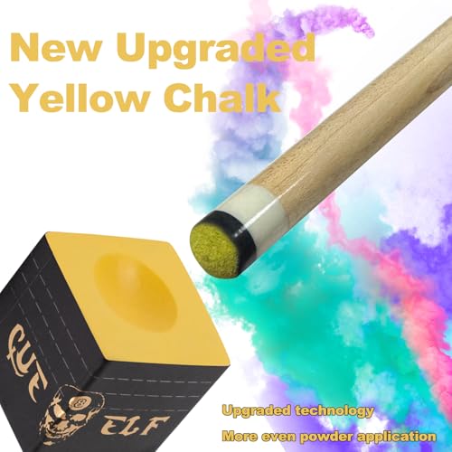 CUEELF Cube Pool Cue Chalk Technology Billiard Pool Stick Chalk for Professional Low Deflection, Durable, Reduces Miscues-1pc - color: Yellow