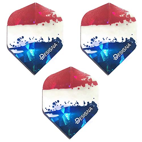 Designa USA American Flag Red White & Blue Patriot, Holographic Strong Standard Dart Flights (1 Set)