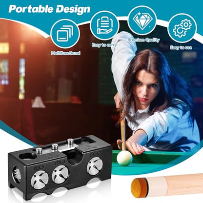 11-in-1 Pool Cue Tips Shaper, Pool Cue Tips Replacement Kit, Pool Cue Repair Kit for Billiard Enthusiasts