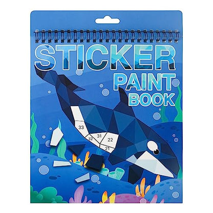 Ocean Paint by Sticker Crafts for Kids Ages 4-8 Sticker by Number Book for Boys and Girls Birthday Gifts Party Favor, Travel Toys for Toddlers for Learning - style: Ocean
