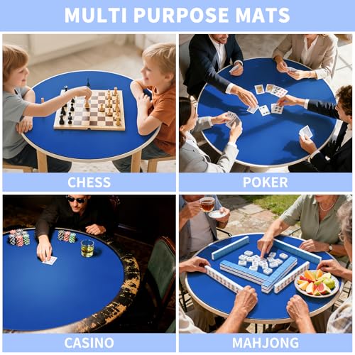 Large Round Tabletop Game Playmat,Rubber Table Mat Suitable for Playing Poker,Card,and Roleplaying Games.(80cmBlue) - color: 80*80*0.2cmblue, size: 80*80*0.2cm