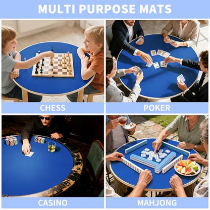 Large Round Tabletop Game Playmat,Rubber Table Mat Suitable for Playing Poker,Card,and Roleplaying Games.(80cmBlue) - color: 80*80*0.2cmblue, size: 80*80*0.2cm