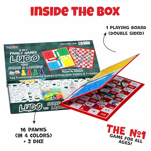 Ankit Toys & Games Ludo & Snakes and Ladders Board Game Set Classic 2in1 Family Fun for Kids and Adults (Standard Edition)