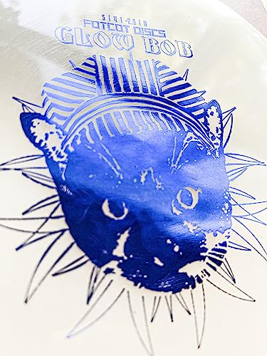 GlowBob Glow in The Dark Midrange Disc Golf Night Light Up Grip Plastic Recharge Cat Bob Stamp (GlowBob Blue + Flashlight)