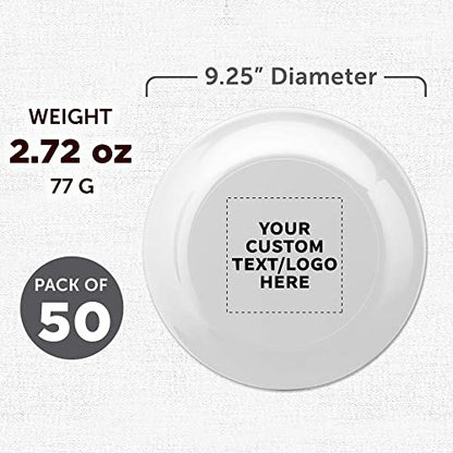 DISCOUNT PROMOS Frisbee Flying Discs in Bulk, 9.25 in. Fun Family Beach Game - color: - Custom - White, size: 50 flying discs