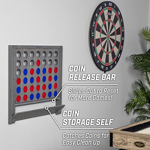 GoSports Wall Mounted Giant 4 in a Row - Jumbo Four in a Row with Coins - Gray Stain - color: Gray Stained