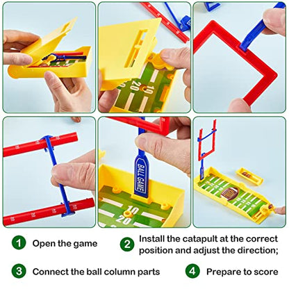 Deekin 4 Sets Mini Football Game Desktop Football Games Field Goal Soccer Toys with Foam Soccer Goal Post, Bases, Catapults, Flick Finger Board Desk for Sports Party, Office, Gifts