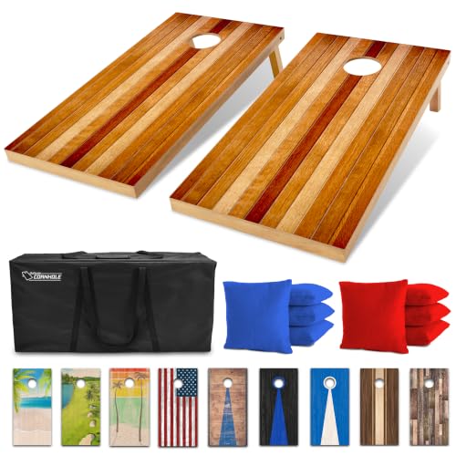 GoSports 4 x 2 ft Regulation Size Wood Cornhole Boards - 10 Vintage Wood Designs (Choose Your Style) - color: Red Oak