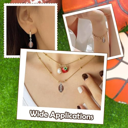 Stiesy Handmade Polymer Clay Rhinestone Rugby Charms 10Pcs, Sport Ball Charms Football Pendants for Jewelry Making, Unique Craft Supplies - color: Rugby-10pcs