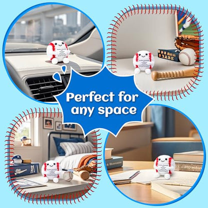 OkiyiD Mini Funny Positive Gifts Baseball, Knitted Wool Baseball Crochet Toy with Positive Card, Creative Cute Emotional Support Cheer Up Keepsake Gift for Kids Boys Men College Temmate - style: baseball
