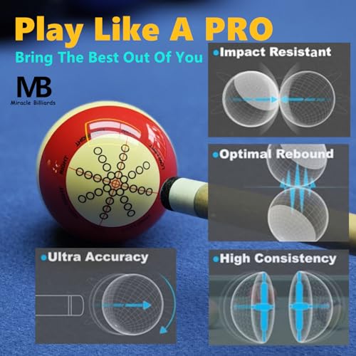 Billiards Cue Ball Pools Balls Practice Training Artifact with Training Guide Professional Cueballs for Precision Billiard Pool Accessories Used in Eight Balls, Home use or Coaching (2-1/4'', 6 oz)