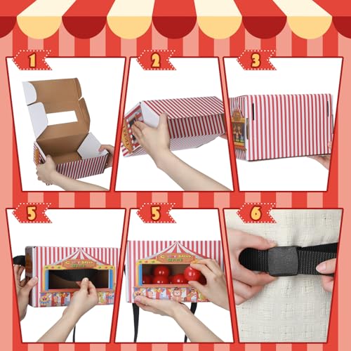 5 Sets Circus Theme Party Supplies Swing Shaking Balls Set Includes 50 Balls, Adjustable Belt & Cardboard Boxes Circus Tent Party Decor Table Tennis Twerk Outdoors Indoor