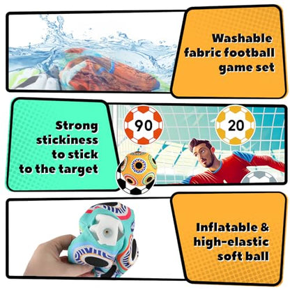 𝗫𝗔𝗪𝗔𝗖𝗔𝗛 Toy Soccer Ball Game Set for Kids ages 3-6, Indoor Outdoor Backyard Toss Soccer with 2 Sticky Balls & Foldable Fabric Goals, Football Sports Toy Gifts for 3 4 5 6 Years Old Boys Girls
