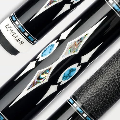 KONLLEN Pool Cue Stick with Hand-Inlaid Design and Dual Shafts, Low Deflection Billiards Cue with Carbon Fiber Shaft and Reinforced Maple Shaft, Professional Pool Cue for Adults