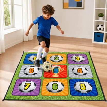 predolo Tacky Practice Mat Target Game, Childrens 150x150cm, Soft Material Soccer Practice Mat for Kids 7-14 Years, Indoor Outdoor Soccer Set