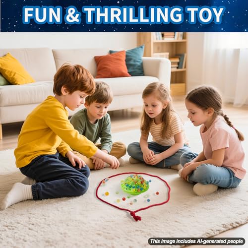 UFO Marble Balance Game, 60 Colorful Marbles Toy for Kids Family Stacking Challenge, Party Game with Storage Case for Children Over 96 Months (UFO Marble Balance Game)