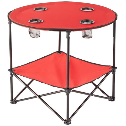 The Lakeside Collection Portable Folding Picnic Table with Shelf - Waterproof, Perfect for Outdoors - Red
