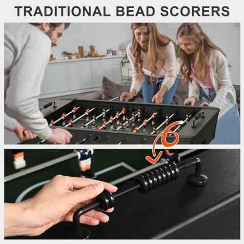 RAYKEEP 58" Foosball Table, Competition Soccer Table Game w/ 2 Balls for Adult Youth, Heavy-Duty Arcade Table Soccer for Home, Game Room - color: Black
