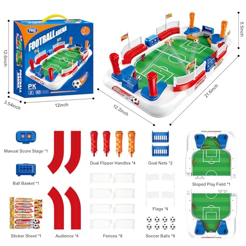 Soccer Board Game, Mini Foosball Table Toys for Boys & Girls Kids - Upgraded Interactive Pinball Tabletop Football Game, Ideal Birthday Christmas Sports Gifts for Family, Playroom & Travel