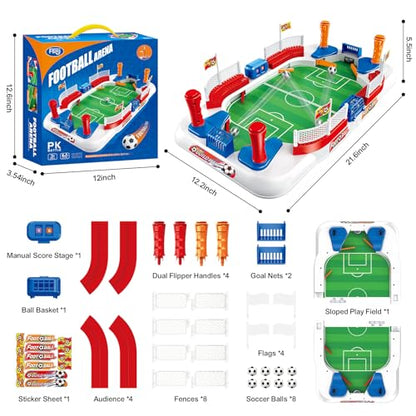 Soccer Board Game, Mini Foosball Table Toys for Boys & Girls Kids - Upgraded Interactive Pinball Tabletop Football Game, Ideal Birthday Christmas Sports Gifts for Family, Playroom & Travel