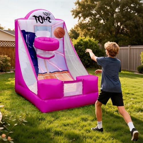 Inflatable Basketball Hoop Carnival Game with Built-in Blower – Portable Sports Game for Backyard Party, School Carnival & Family Fun Event - style: Basketball Hoop