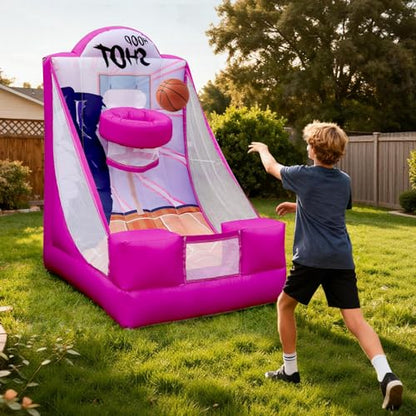 Inflatable Basketball Hoop Carnival Game with Built-in Blower – Portable Sports Game for Backyard Party, School Carnival & Family Fun Event - style: Basketball Hoop