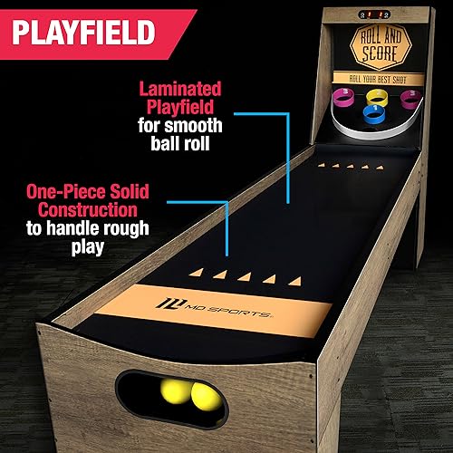 MD Sports Roll & Score Arcade Game, 87" Durable Electronic Scoring with Sound Effects and Game Balls, Perfect for Family Game Rooms - style: 7’ 3” - Arcade Table