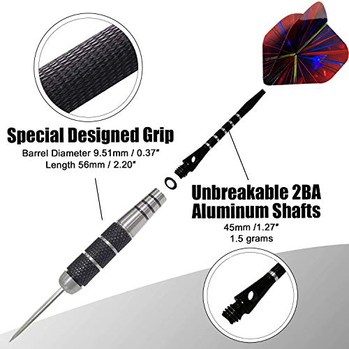 WINSDART Darts Metal Tip Set Professional Metal Darts for Dartboard Steel Tip Darts with Nonslip Iron Barrel Aluminum Dart Shafts,Extra Flights,Dart Sharpener,Gift Box - style: Cool Laser Darts Set