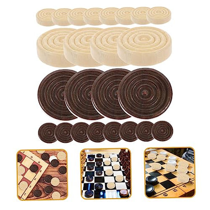 Yardwe 24pcs Wooden Checkers Game Pieces Set Replacement Accessories for Board Games Universal for Outdoor Fun