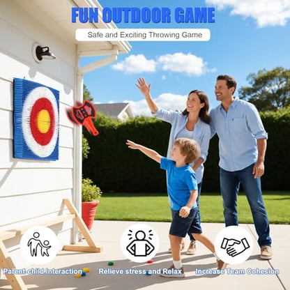 ZoLLa Axe Throwing Game for Backyard Fun,Safe Bristle Target with 4 Throwing Axes & 4 Throwing Stars,Yard & Outdoor Games for Kids and Family (Blue) - color: Blue