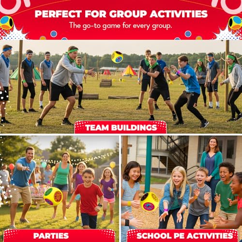 SWOOC Games® - Whomp Ball - Ultimate Backyard Dodgeball - Soft Foam Dice - Yard Games, PE Equipment & Team Building - Outdoor Playground Equipment Dodge Balls - Physical Education for Kids & Adults