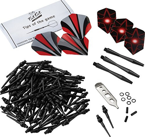 Fat Cat Dart Accessory: Soft Tip Darts Tune Up Tool Kit (Shafts, Flights, 2BA Dart Points and Mechanic Wrench)